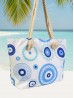 Canvas Circle Print Shoulder Tote